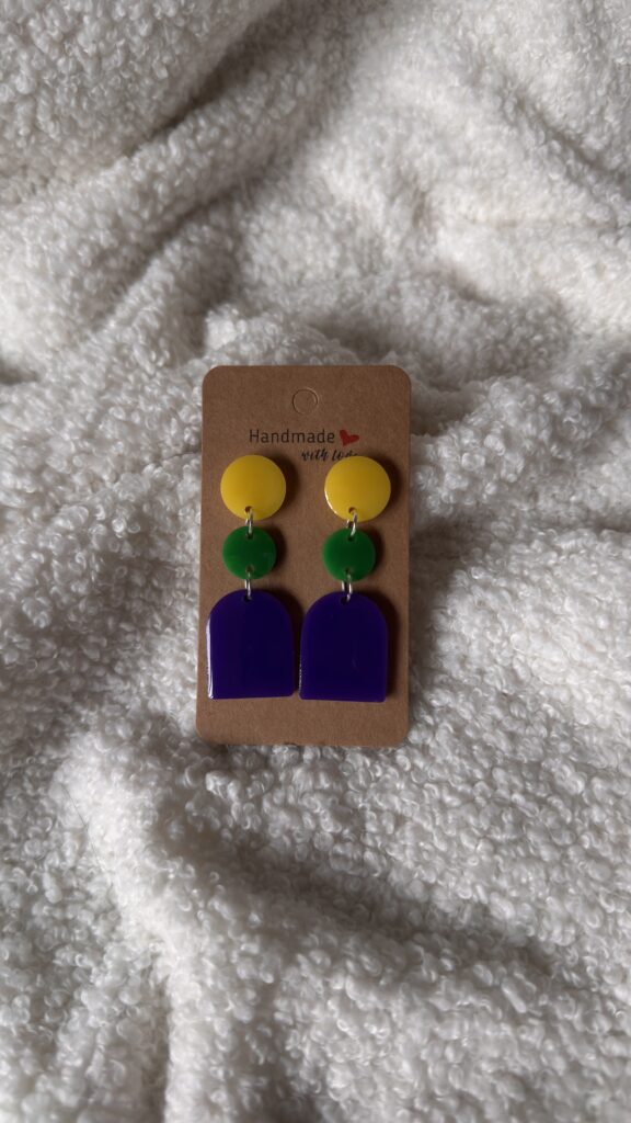Boucles d'oreilles à trois élément superposés thème brésil